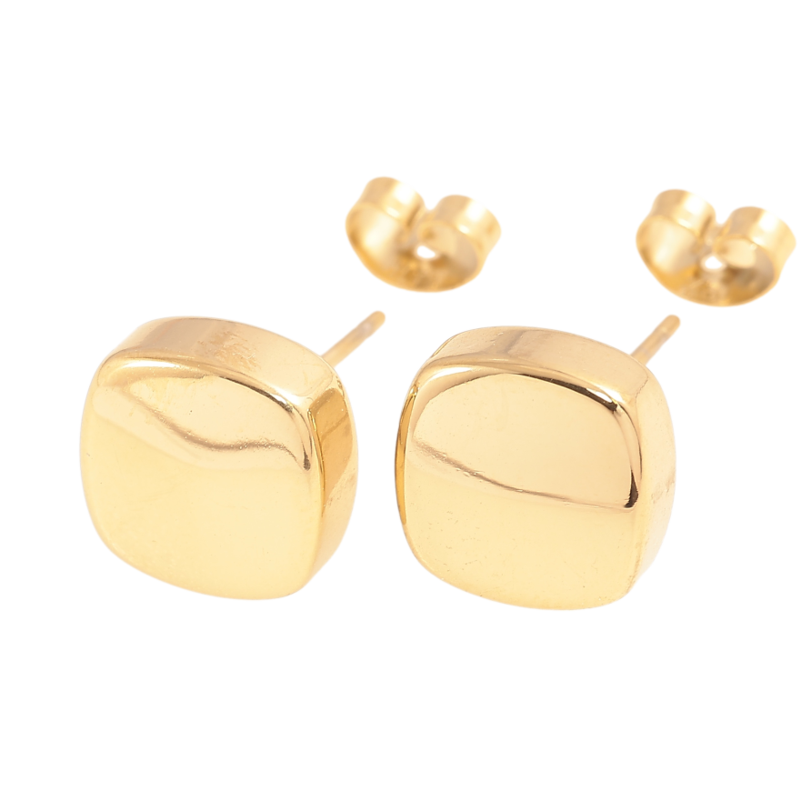 Серьги Xuping TTM Stainless Steel цвет 14К пусеты квадраты 10х10мм фото №1 Серьги Xuping TTM Stainless Steel цвет 14К пусеты квадраты 10х10мм фото №1