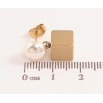 Серьги Xuping TTM Stainless Steel цвет 14К пусеты жемчужины с кубиками фото №2