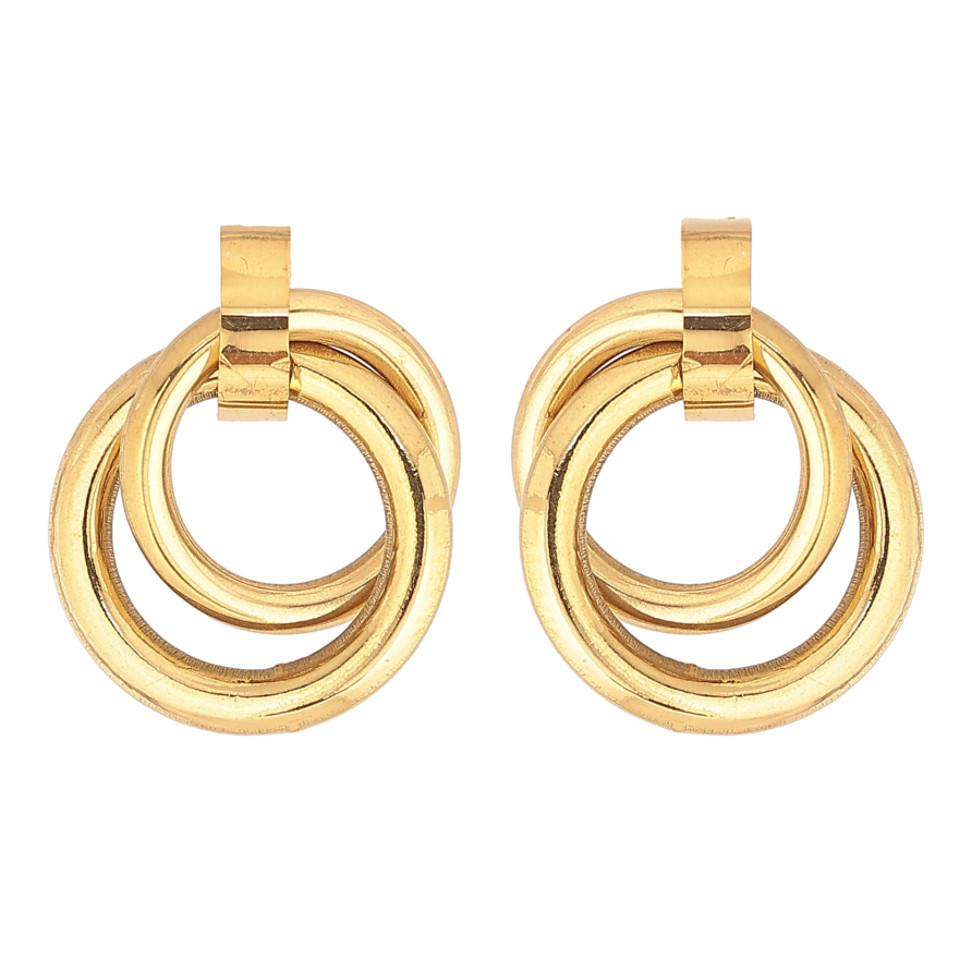 Серьги Xuping TTM Stainless Steel цвет 14К пусеты "Колечки" фото №1 Серьги Xuping TTM Stainless Steel цвет 14К пусеты "Колечки" фото №1