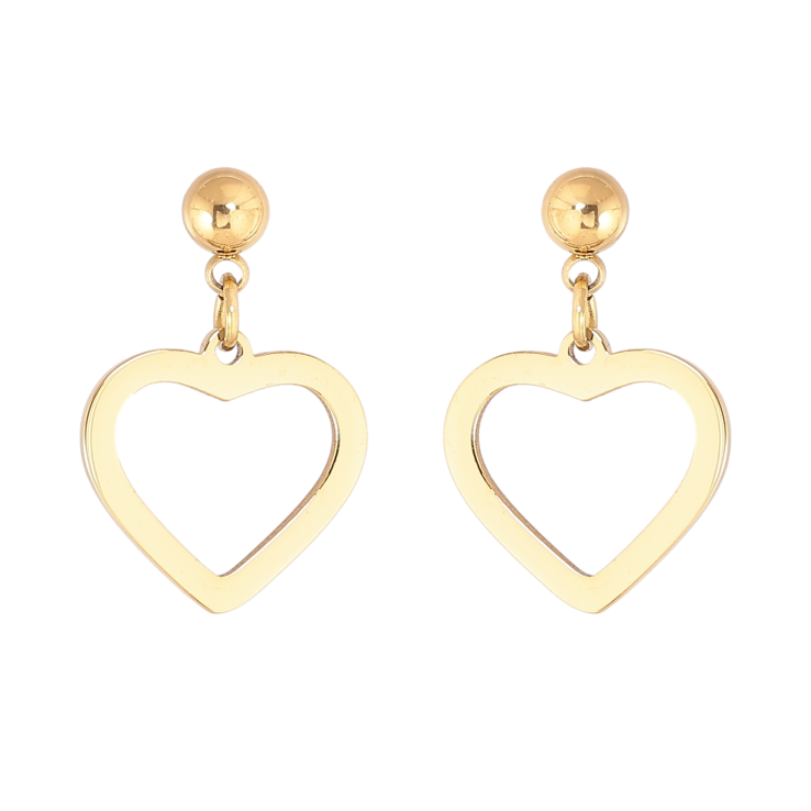 Серьги Xuping TTM Stainless Steel цвет 14К пусеты сердечки фото №18