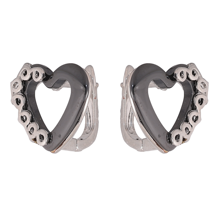 Серьги Xuping TTM Stainless Steel цвет Родий английский замок "Сердечки с черной керамикой" фото №23 Серьги Xuping TTM Stainless Steel цвет Родий английский замок "Сердечки с черной керамикой" фото №23