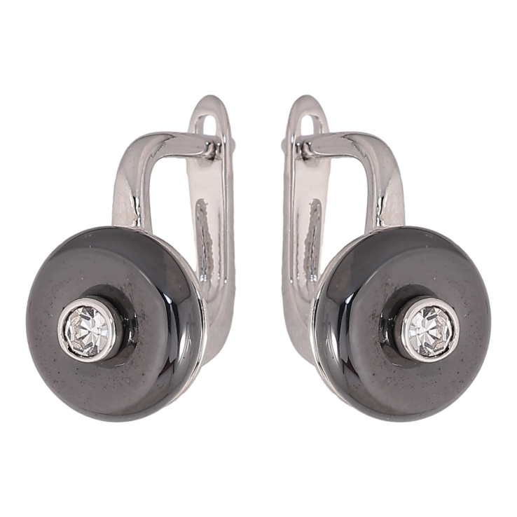 Серьги Xuping TTM Stainless Steel цвет Родий английский замок "Узор из черной керамики с кристаллом" фото №25 Серьги Xuping TTM Stainless Steel цвет Родий английский замок "Узор из черной керамики с кристаллом" фото №25