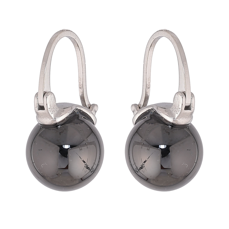 Серьги Xuping TTM Stainless Steel цвет Родий замок-булавка "Черные керамические шарики" ø 10мм фото №24