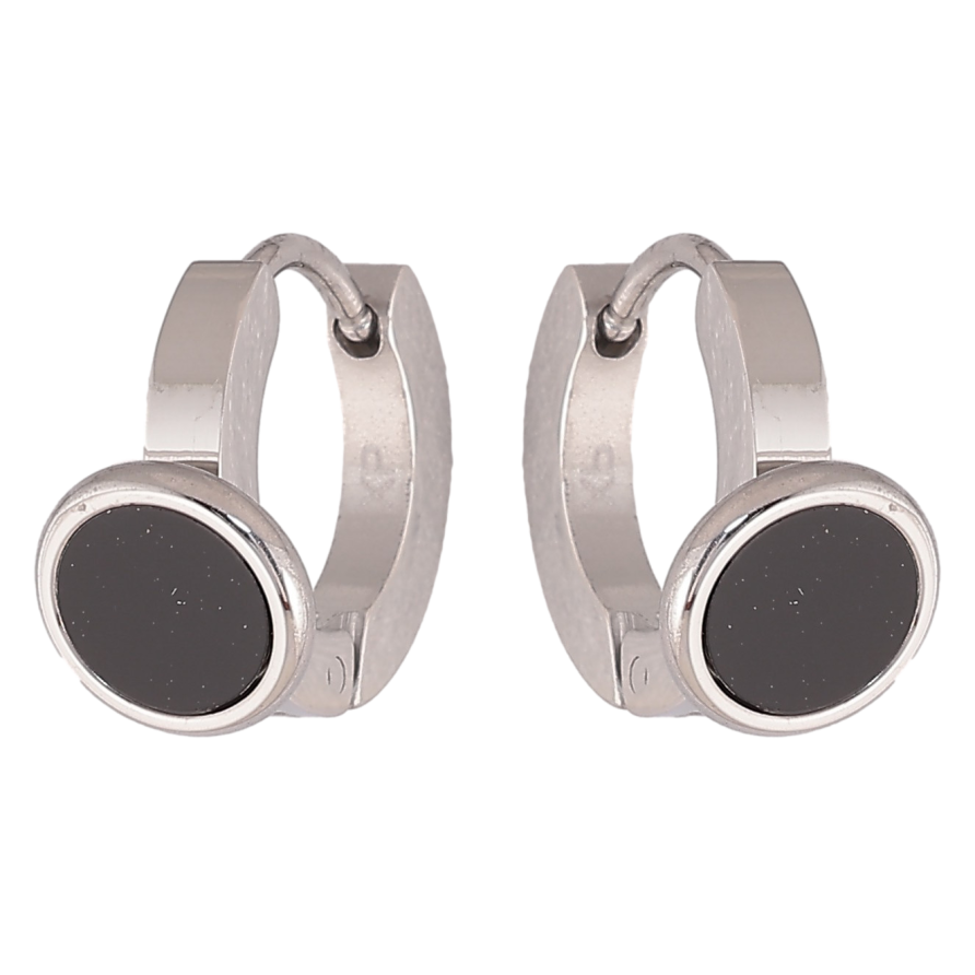 Серьги Xuping TTM Stainless Steel цвет Родий колечки "Круги с черными вставками" фото №1