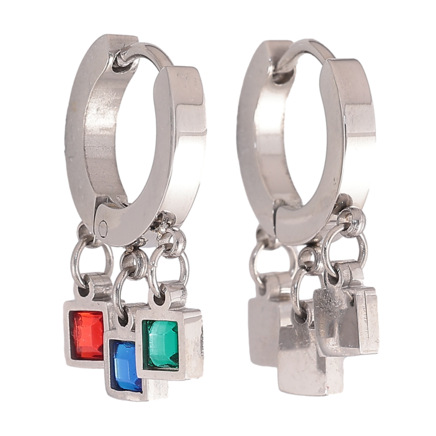 Серьги Xuping TTM Stainless Steel цвет Родий подвески на колечках "Подвески с разноцветными кристаллами" фото №1 Серьги Xuping TTM Stainless Steel цвет Родий подвески на колечках "Подвески с разноцветными кристаллами" фото №1