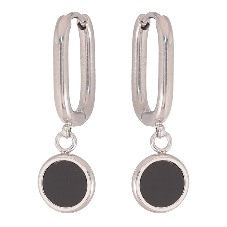 Серьги Xuping TTM Stainless Steel цвет Родий подвески на колечках "Круги с черными вставками" фото №17