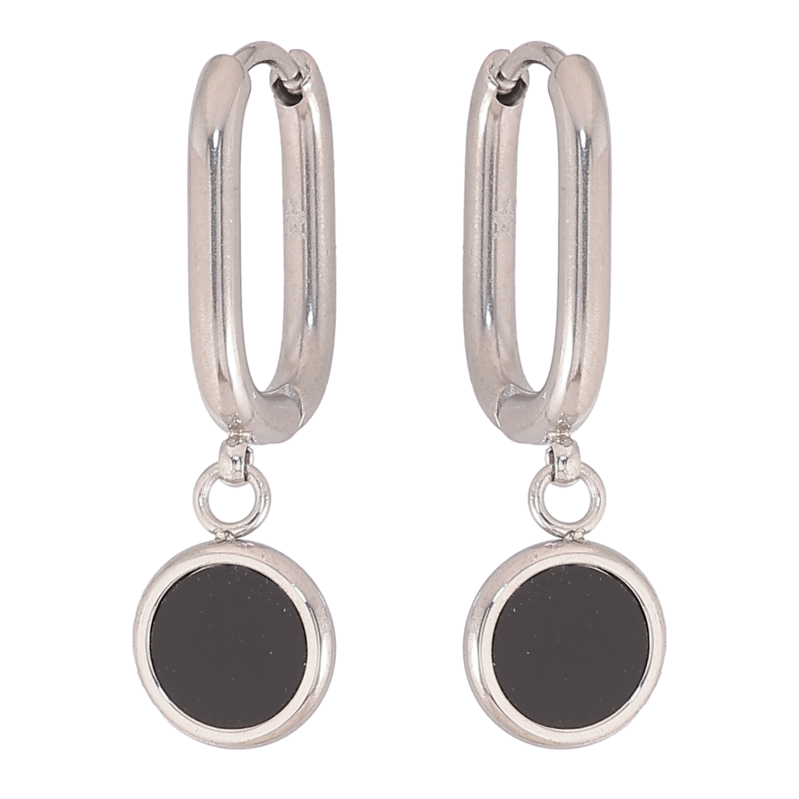 Серьги Xuping TTM Stainless Steel цвет Родий подвески на колечках "Круги с черными вставками" фото №1 Серьги Xuping TTM Stainless Steel цвет Родий подвески на колечках "Круги с черными вставками" фото №1