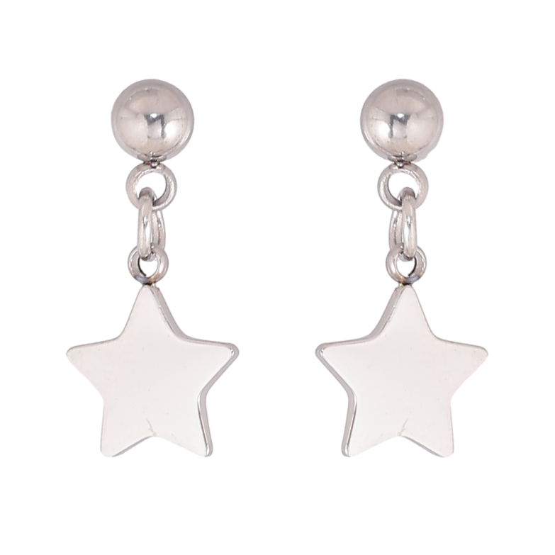 Серьги Xuping TTM Stainless Steel цвет Родий пусеты "Звезды" 2 в 1 фото №2