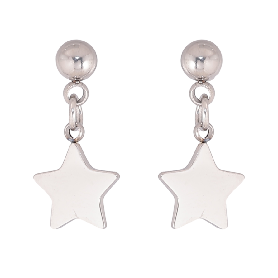Серьги Xuping TTM Stainless Steel цвет Родий пусеты "Звезды" 2 в 1 фото №1
