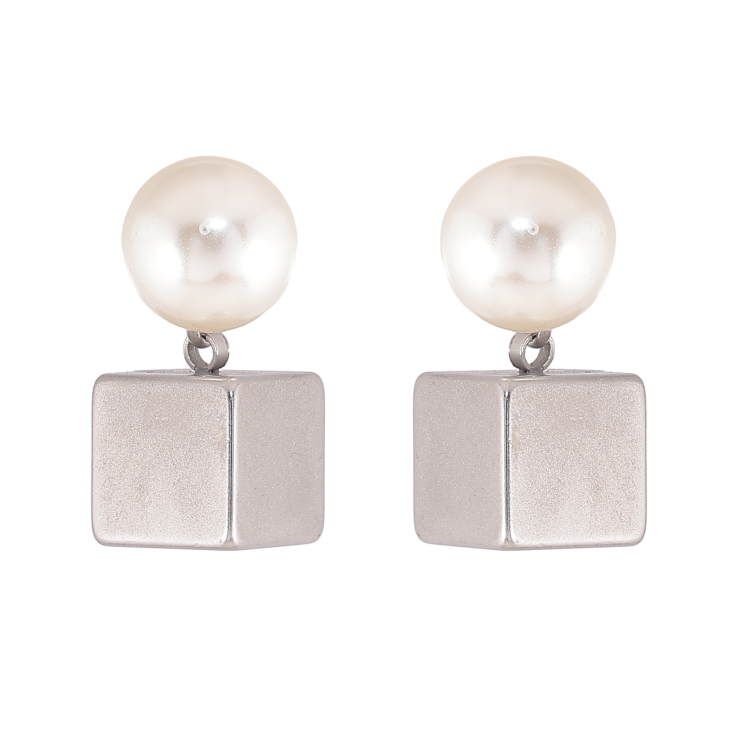 Серьги Xuping TTM Stainless Steel цвет Родий пусеты "Жемчужины с подвесками кубиками" фото №14 Серьги Xuping TTM Stainless Steel цвет Родий пусеты "Жемчужины с подвесками кубиками" фото №14
