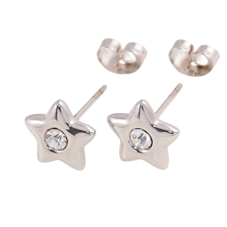 Серьги Xuping TTM Stainless Steel цвет Родий пусеты "Звезды с кристаллами" фото №1 Серьги Xuping TTM Stainless Steel цвет Родий пусеты "Звезды с кристаллами" фото №1