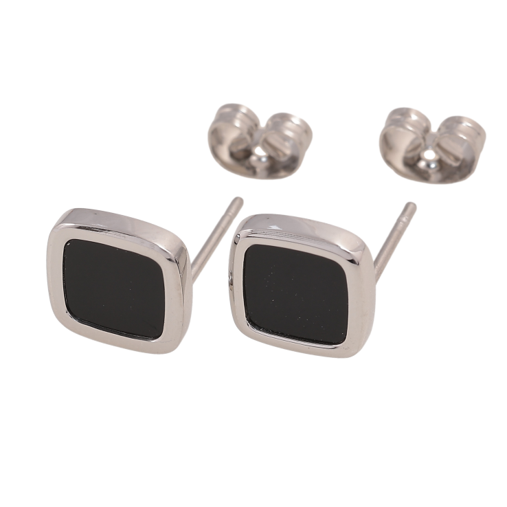 Серьги Xuping TTM Stainless Steel цвет Родий пусеты "Ромбы с черными вставками" 9х9мм фото №19 Серьги Xuping TTM Stainless Steel цвет Родий пусеты "Ромбы с черными вставками" 9х9мм фото №19