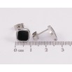 Серьги Xuping TTM Stainless Steel цвет Родий пусеты "Ромбы с черными вставками" 9х9мм фото №2