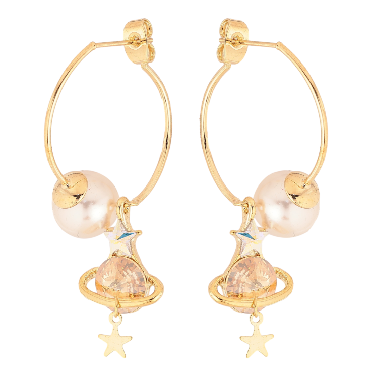 Серьги Xuping цвет 14K с кристаллами Swarovski пусеты "Галактика с кр-ллами Topaz и АВ" фото №24