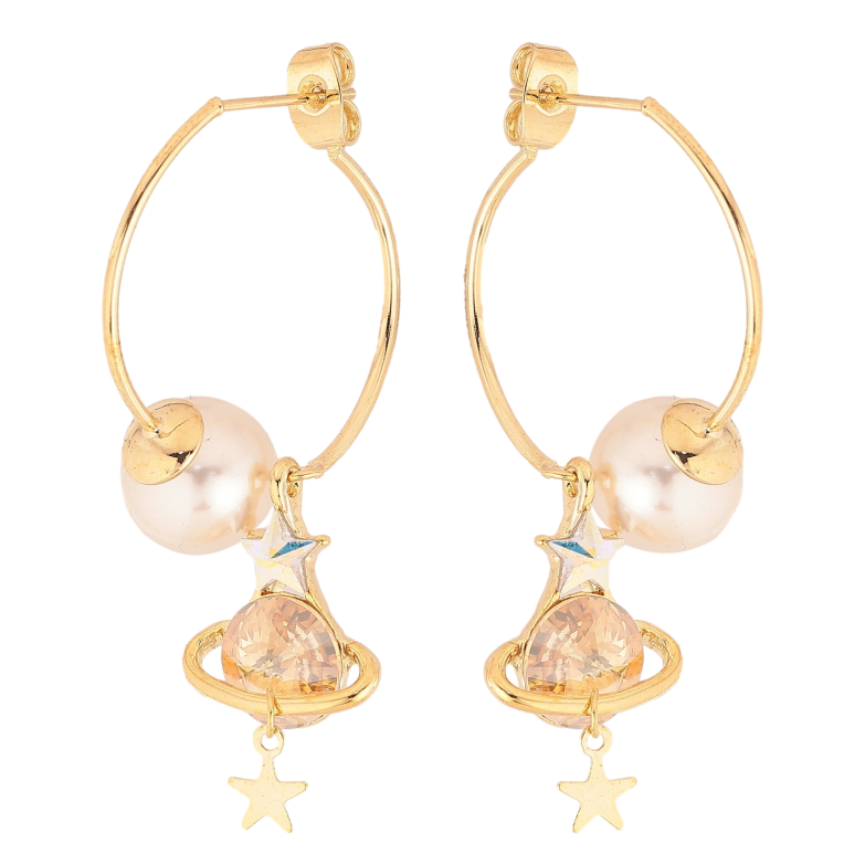 Серьги Xuping цвет 14K с кристаллами Swarovski пусеты "Галактика с кр-ллами Topaz и АВ" фото №1 Серьги Xuping цвет 14K с кристаллами Swarovski пусеты "Галактика с кр-ллами Topaz и АВ" фото №1