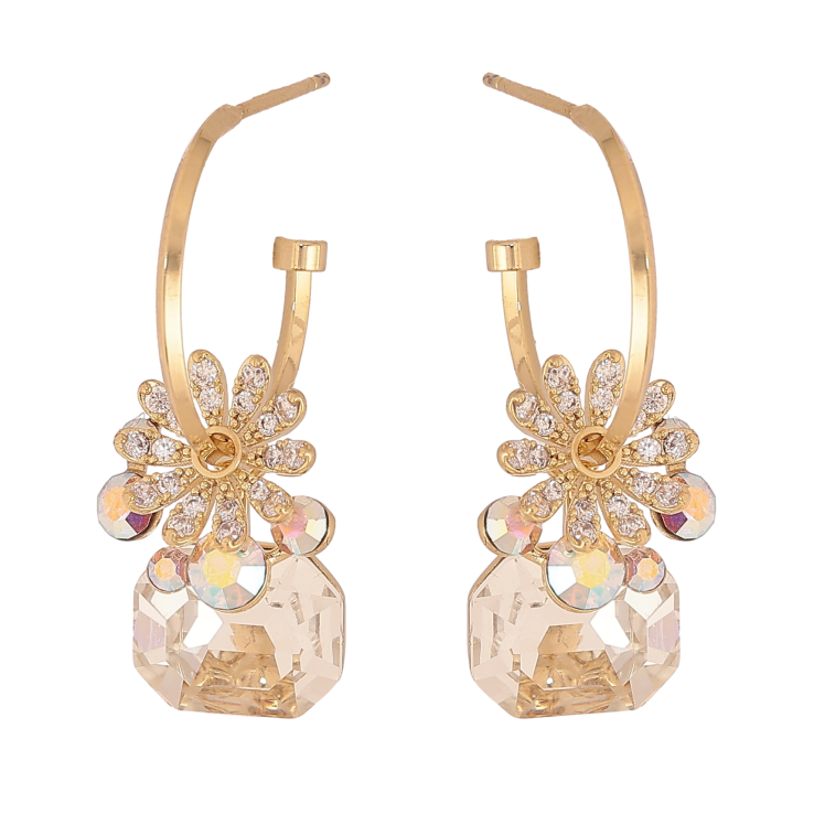 Серьги Xuping цвет 14K с кристаллами Swarovski пусеты "Цветочные мотивы с кристаллами АВ и Clear" фото №6 Серьги Xuping цвет 14K с кристаллами Swarovski пусеты "Цветочные мотивы с кристаллами АВ и Clear" фото №6