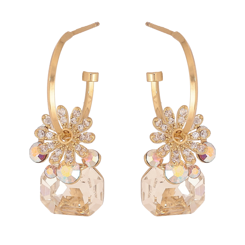 Серьги Xuping цвет 14K с кристаллами Swarovski пусеты "Цветочные мотивы с кристаллами АВ и Clear" фото №1 Серьги Xuping цвет 14K с кристаллами Swarovski пусеты "Цветочные мотивы с кристаллами АВ и Clear" фото №1