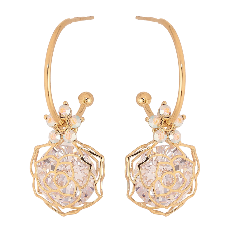Сережки Xuping колір 14K з кристалами Swarovski пусети "Квіточки з кристалами АВ на дужках" фото №24 Сережки Xuping колір 14K з кристалами Swarovski пусети "Квіточки з кристалами АВ на дужках" фото №24