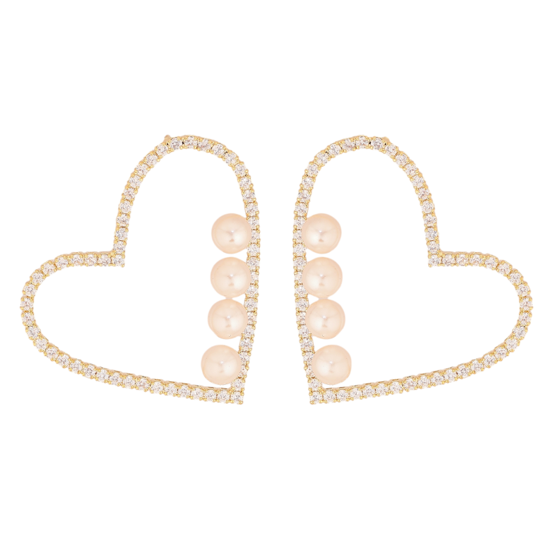 Сережки Xuping колір 14K з кристалами Swarovski пусети "Сердечки з дрібними кристалами Clear і перлинами" фото №11 Сережки Xuping колір 14K з кристалами Swarovski пусети "Сердечки з дрібними кристалами Clear і перлинами" фото №11