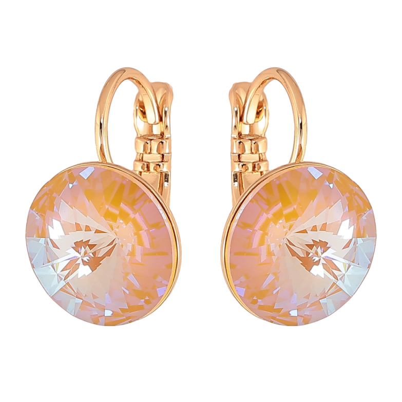 Серьги Xuping цвет 18К с кристаллами Swarovski французский замок "Кристаллы Smoked Topaz" ø 12мм фото №1 Серьги Xuping цвет 18К с кристаллами Swarovski французский замок "Кристаллы Smoked Topaz" ø 12мм фото №1