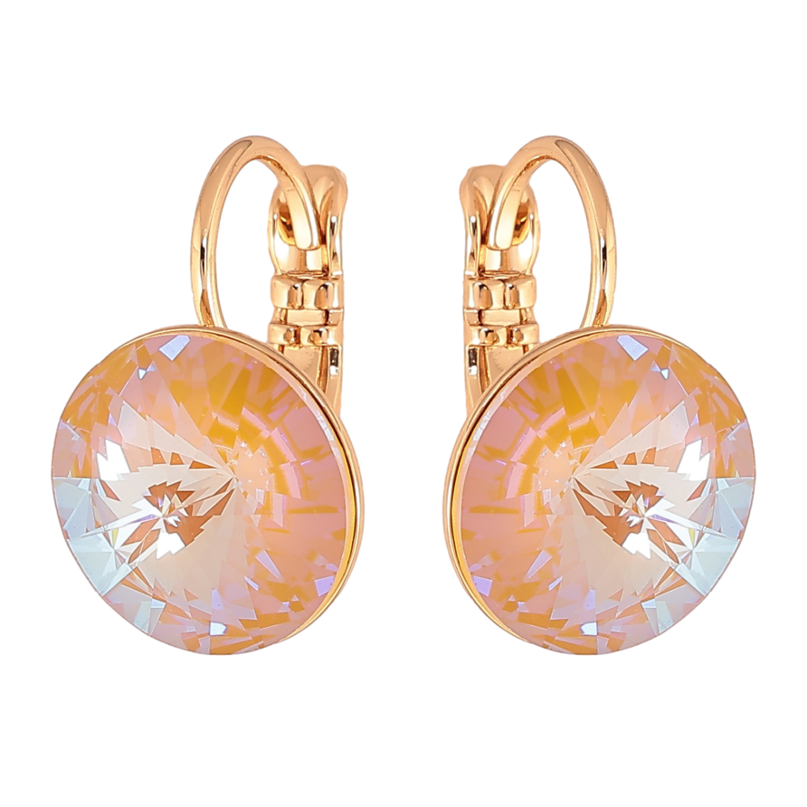 Серьги Xuping цвет 18К с кристаллами Swarovski французский замок "Кристаллы Smoked Topaz" ø 12мм фото №1