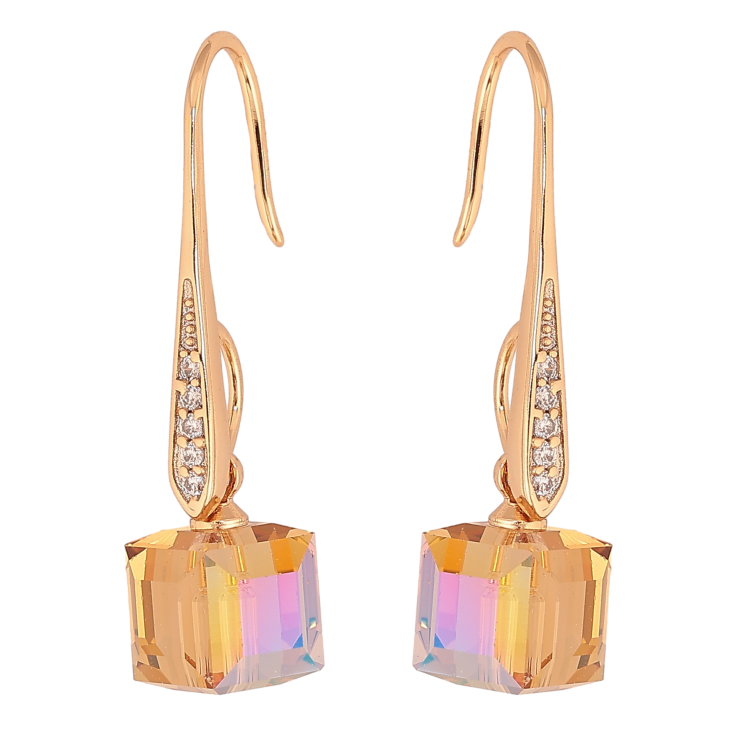 Серьги Xuping цвет 18K с кристаллами Swarovski французский замок "Кристаллы Smoked Topaz" фото №5