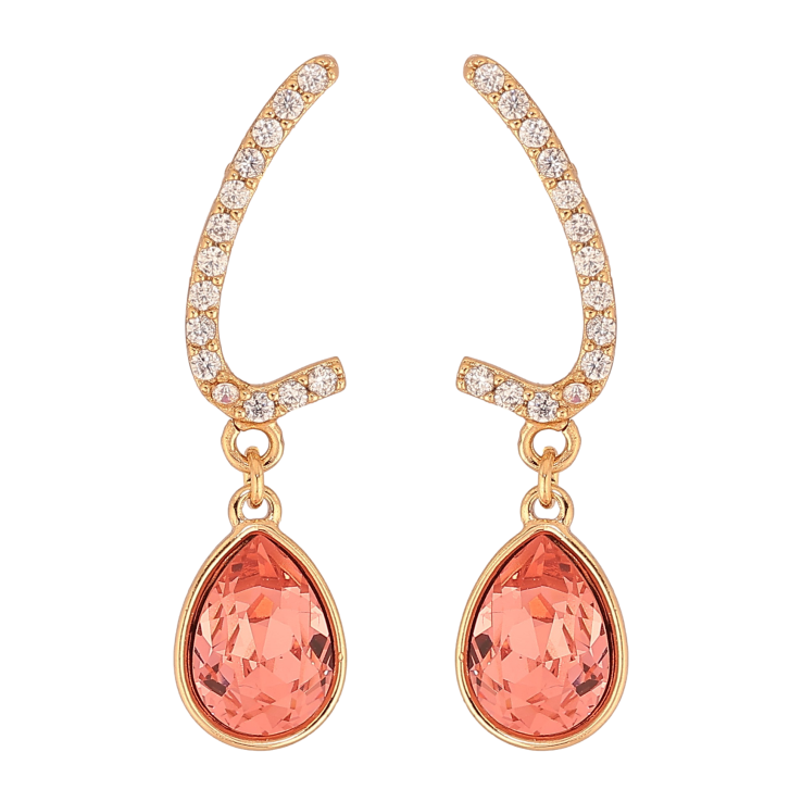 Серьги Xuping цвет 18K с кристаллами Swarovski пусеты "Дуги с кристальными капельками Padparadscha" фото №21 Серьги Xuping цвет 18K с кристаллами Swarovski пусеты "Дуги с кристальными капельками Padparadscha" фото №21