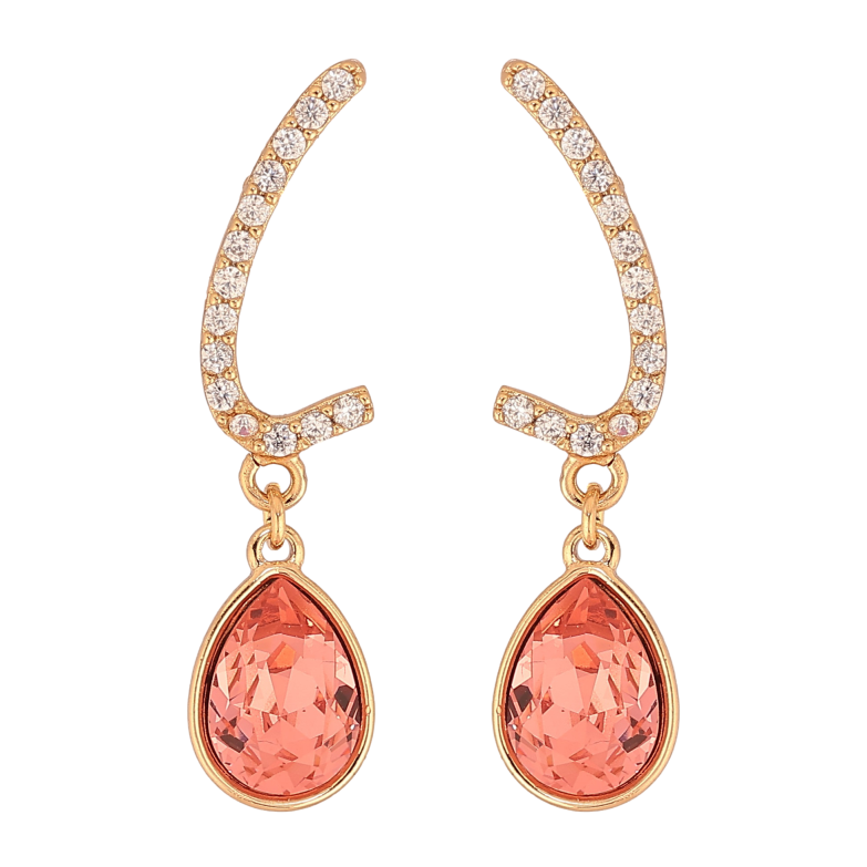 Серьги Xuping цвет 18K с кристаллами Swarovski пусеты "Дуги с кристальными капельками Padparadscha" фото №21