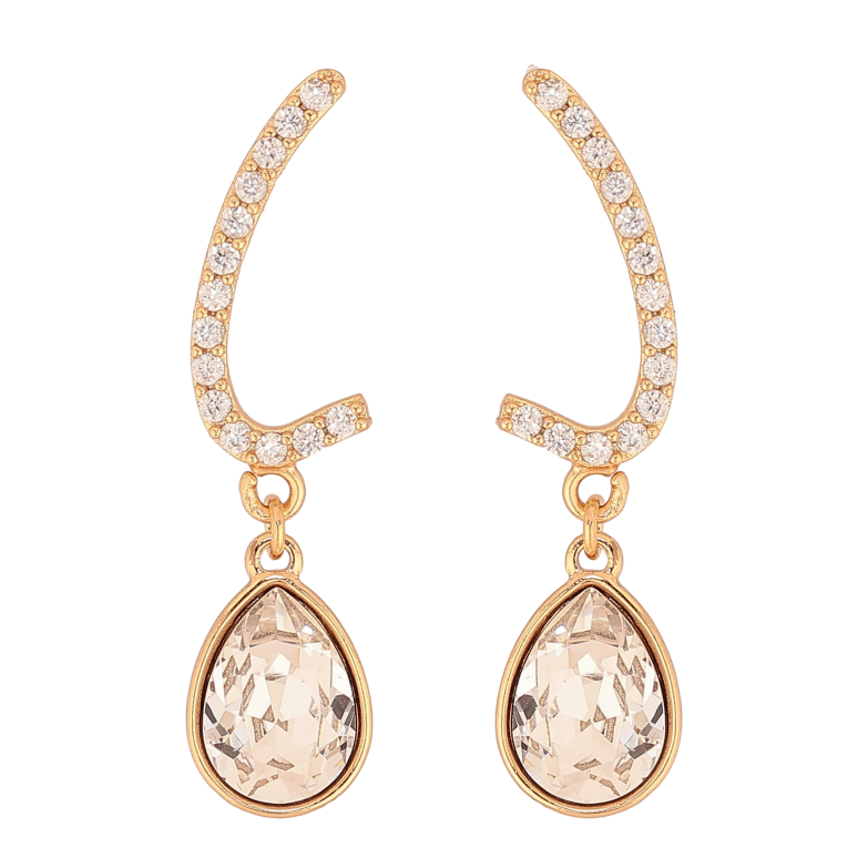 Серьги Xuping цвет 18K с кристаллами Swarovski пусеты "Дуги с кристальными капельками Clear" фото №4 Серьги Xuping цвет 18K с кристаллами Swarovski пусеты "Дуги с кристальными капельками Clear" фото №4