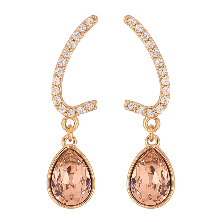 Серьги Xuping цвет 18K с кристаллами Swarovski пусеты "Дуги с кристальными капельками Antique Pink" фото №19 Серьги Xuping цвет 18K с кристаллами Swarovski пусеты "Дуги с кристальными капельками Antique Pink" фото №19