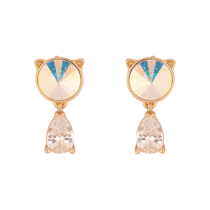 Серьги Xuping цвет 18K с кристаллами Swarovski пусеты "Котики с кристаллом AB" фото №8