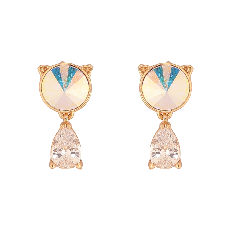 Сережки Xuping колір 18K з кристалами Swarovski пусети "Котики з кристалом AB" фото №8 Сережки Xuping колір 18K з кристалами Swarovski пусети "Котики з кристалом AB" фото №8