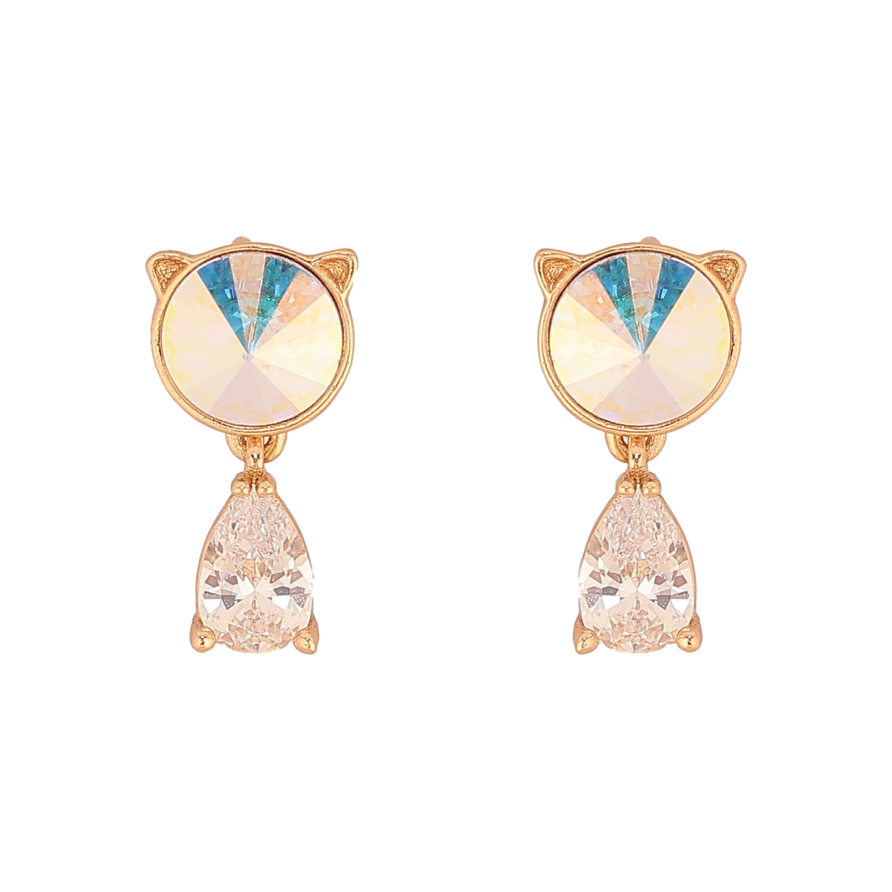 Серьги Xuping цвет 18K с кристаллами Swarovski пусеты "Котики с кристаллом AB" фото №1 Серьги Xuping цвет 18K с кристаллами Swarovski пусеты "Котики с кристаллом AB" фото №1