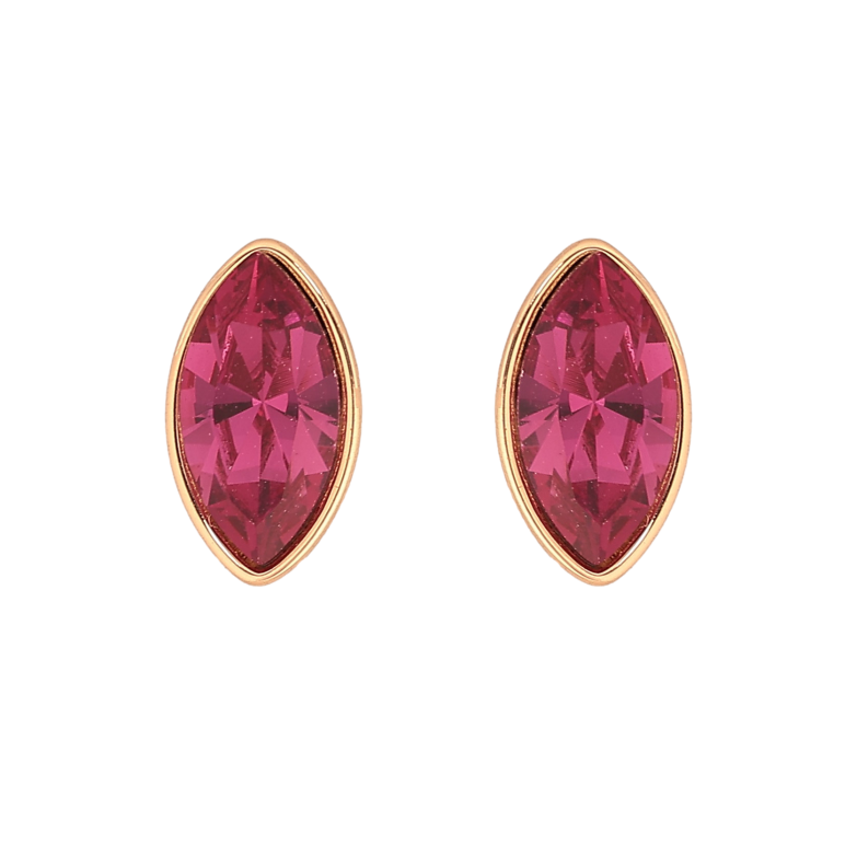 Серьги Xuping цвет 18K с кристаллами Swarovski пусеты "Кристалл Fuchsia в огранке Маркиз" фото №2