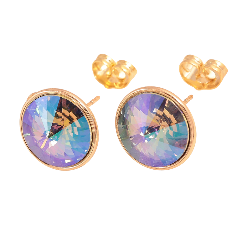 Серьги Xuping цвет 18K с кристаллами Swarovski пусеты "Кристалл Paradise Shine" ø 12мм фото №2