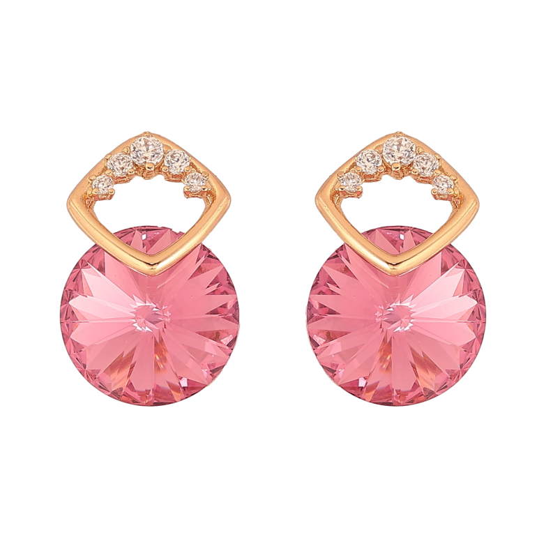 Сережки Xuping колір 18K з кристалами Swarovski пусети "Кристал Rose в скріпці ромб" фото №9 Сережки Xuping колір 18K з кристалами Swarovski пусети "Кристал Rose в скріпці ромб" фото №9