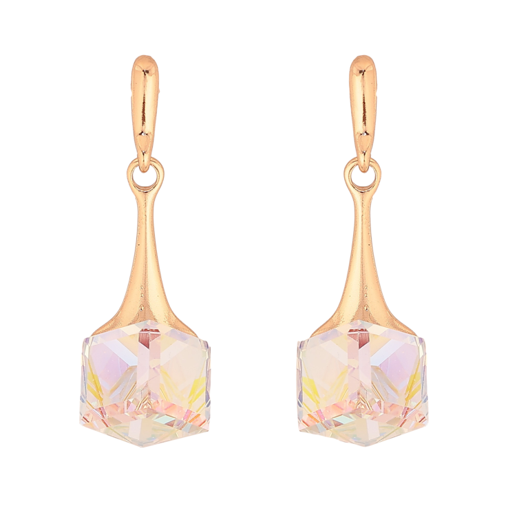 Серьги Xuping цвет 18K с кристаллами Swarovski пусеты "Кристальные кубики Shimmer на подвесках" фото №2 Серьги Xuping цвет 18K с кристаллами Swarovski пусеты "Кристальные кубики Shimmer на подвесках" фото №2