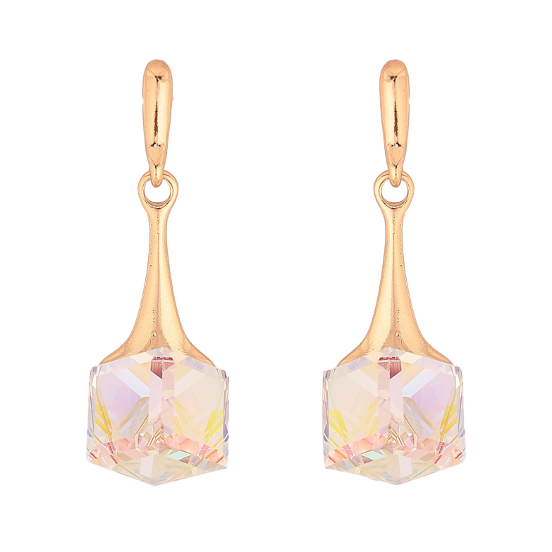 Серьги Xuping цвет 18K с кристаллами Swarovski пусеты "Кристальные кубики Shimmer на подвесках" фото №2 Серьги Xuping цвет 18K с кристаллами Swarovski пусеты "Кристальные кубики Shimmer на подвесках" фото №2