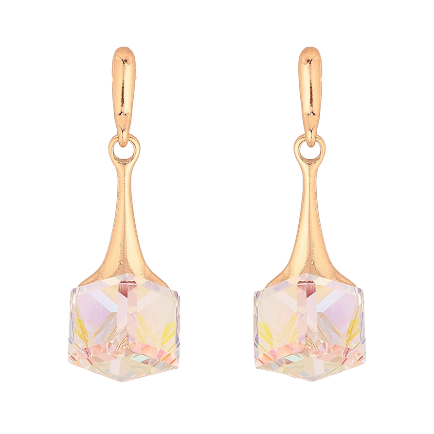 Сережки Xuping колір 18K з кристалами Swarovski пусети "Кристальні кубики Shimmer на підвісках" фото №1 Сережки Xuping колір 18K з кристалами Swarovski пусети "Кристальні кубики Shimmer на підвісках" фото №1