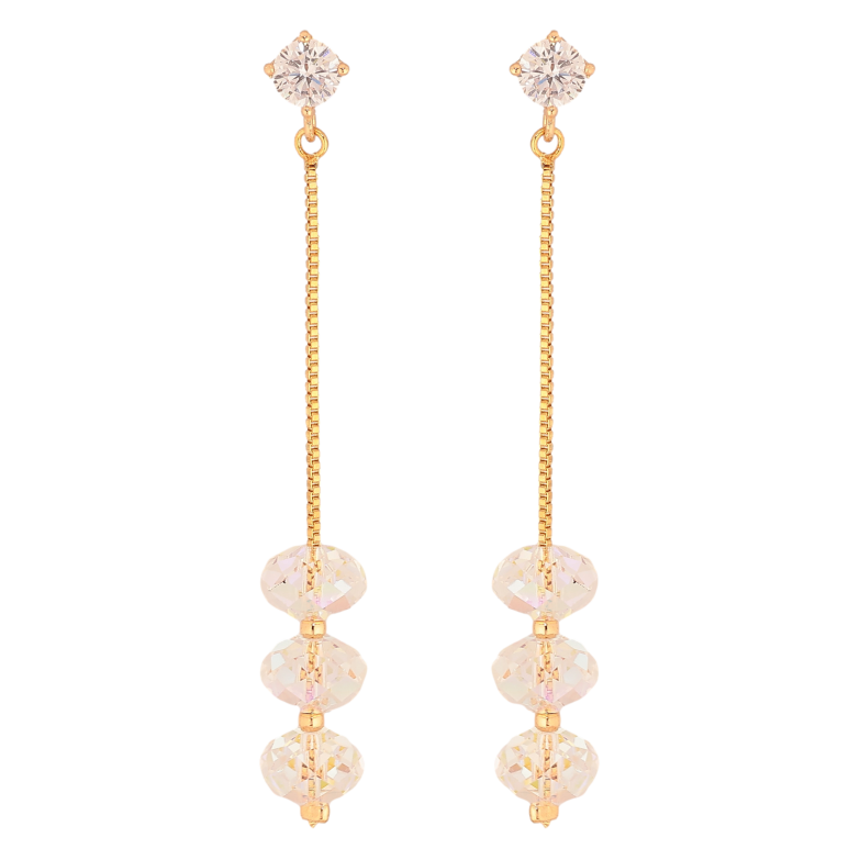 Сережки Xuping колір 18K з кристалами Swarovski пусети "Кристальні намистини Shimmer на ланцюжках" фото №17