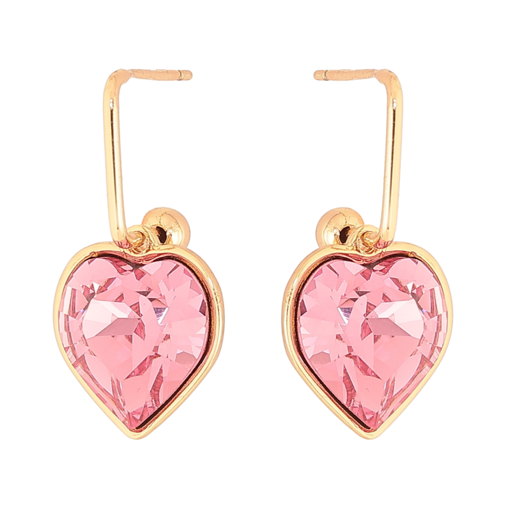 Серьги Xuping цвет 18K с кристаллами Swarovski пусеты "Кристальные сердечки Rose" фото №12