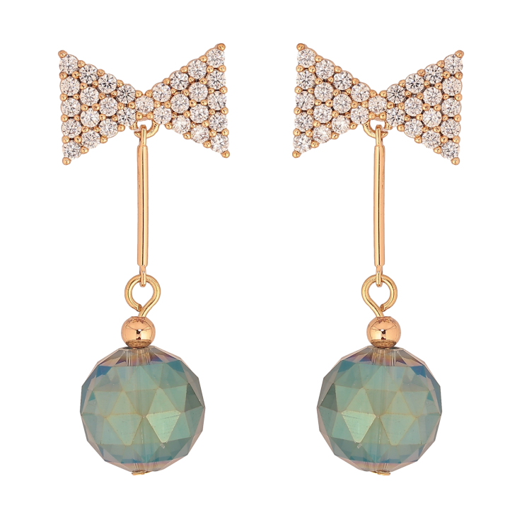 Серьги Xuping цвет 18K с кристаллами Swarovski пусеты "Кристаллы Erinite Shimmer на бантах" фото №11