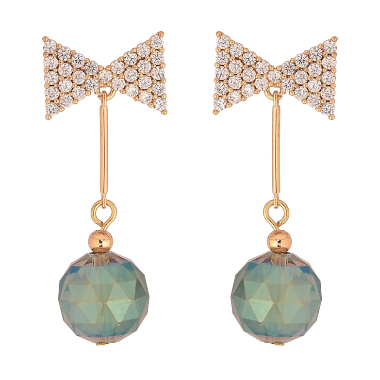 Серьги Xuping цвет 18K с кристаллами Swarovski пусеты "Кристаллы Erinite Shimmer на бантах" фото №15
