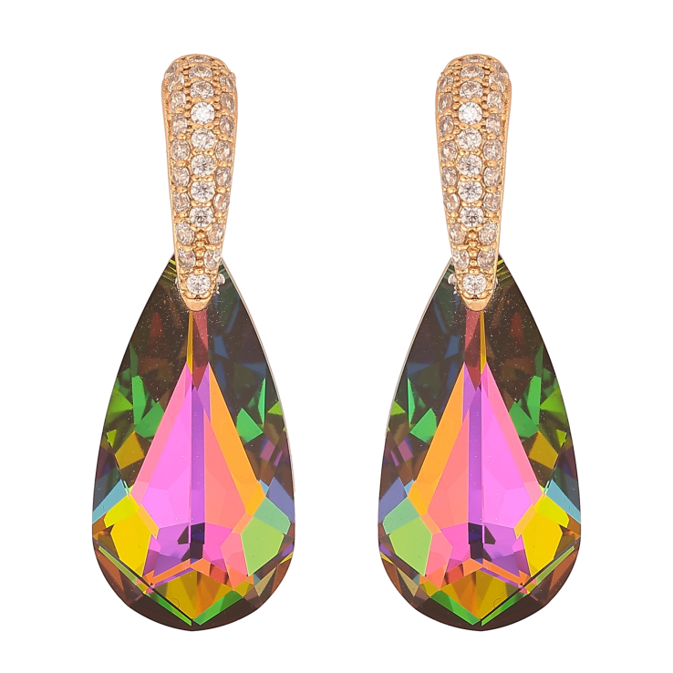 Серьги Xuping цвет 18K с кристаллами Swarovski пусеты "Кристаллы Vitrail Medium на дужках" фото №9