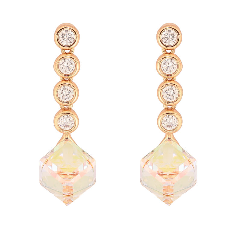 Серьги Xuping цвет 18K с кристаллами Swarovski пусеты "Куб Shimmer на круглых кристаллах" фото №3 Серьги Xuping цвет 18K с кристаллами Swarovski пусеты "Куб Shimmer на круглых кристаллах" фото №3