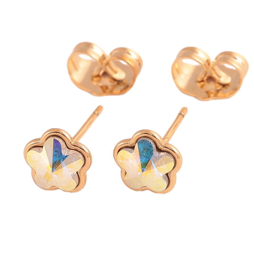 Сережки Xuping колір 18K з кристалами Swarovski пусети "Квіточки AB" фото №1 Сережки Xuping колір 18K з кристалами Swarovski пусети "Квіточки AB" фото №1