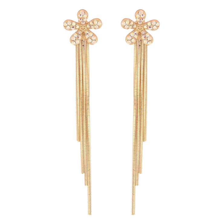 Серьги Xuping цвет 18K с кристаллами Swarovski пусеты "Цветочки с кристаллами АВ" фото №13