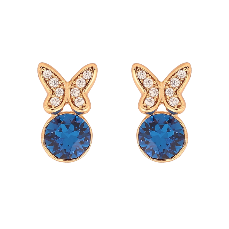 Сережки Xuping колір 18K з кристалами Swarovski пусети "Метелики з кристалом Capri Blue" фото №6 Сережки Xuping колір 18K з кристалами Swarovski пусети "Метелики з кристалом Capri Blue" фото №6