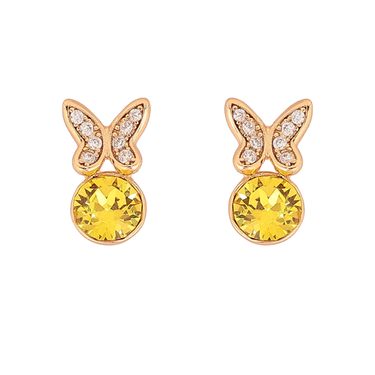 Серьги Xuping цвет 18K с кристаллами Swarovski пусеты "Бабочки с кристаллом Sunflower" фото №6