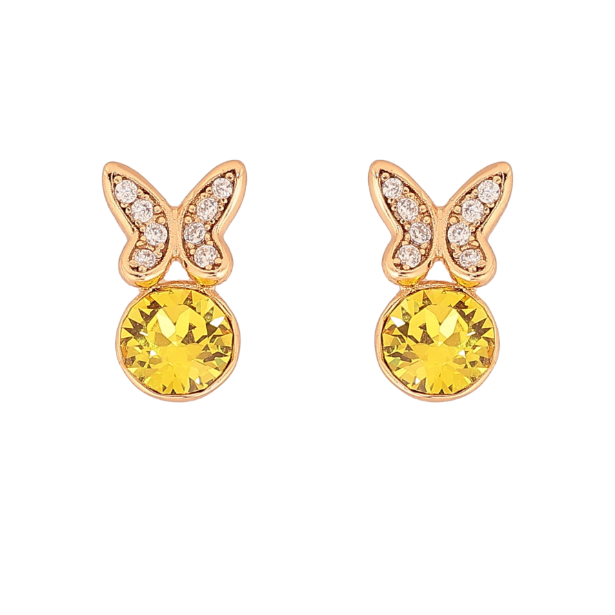 Серьги Xuping цвет 18K с кристаллами Swarovski пусеты "Бабочки с кристаллом Sunflower" фото №1 Серьги Xuping цвет 18K с кристаллами Swarovski пусеты "Бабочки с кристаллом Sunflower" фото №1